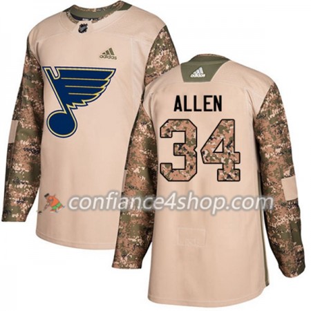 Adidas Maillot de Hockey St. Louis Blues Jake Allen 34 2017-2018 Camo Veterans Day Practice Authentic - Homme
